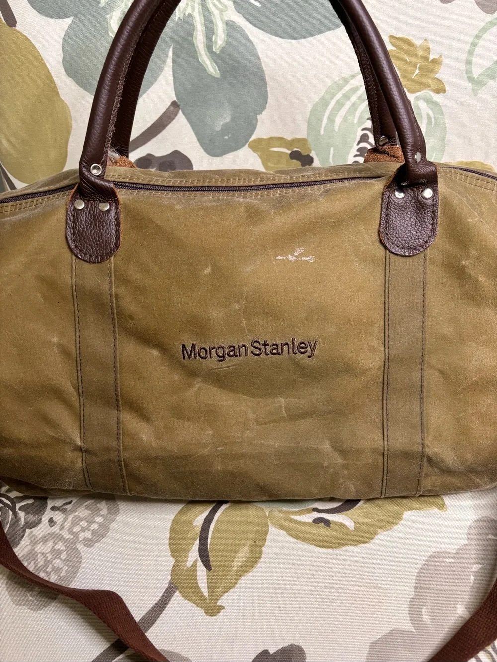 Scarborough and Tweed Morgan Stanley Men's Brown/Olive Canvas Weekender Bag